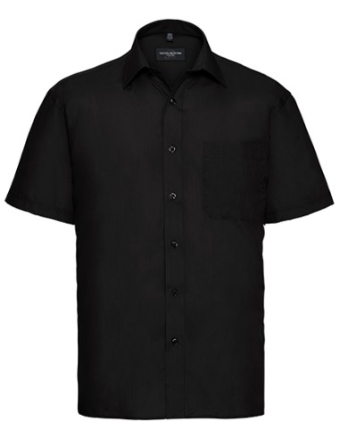 RUS-0R935M0-Men's Short Sleeve Classic Polycotton Poplin Shirt